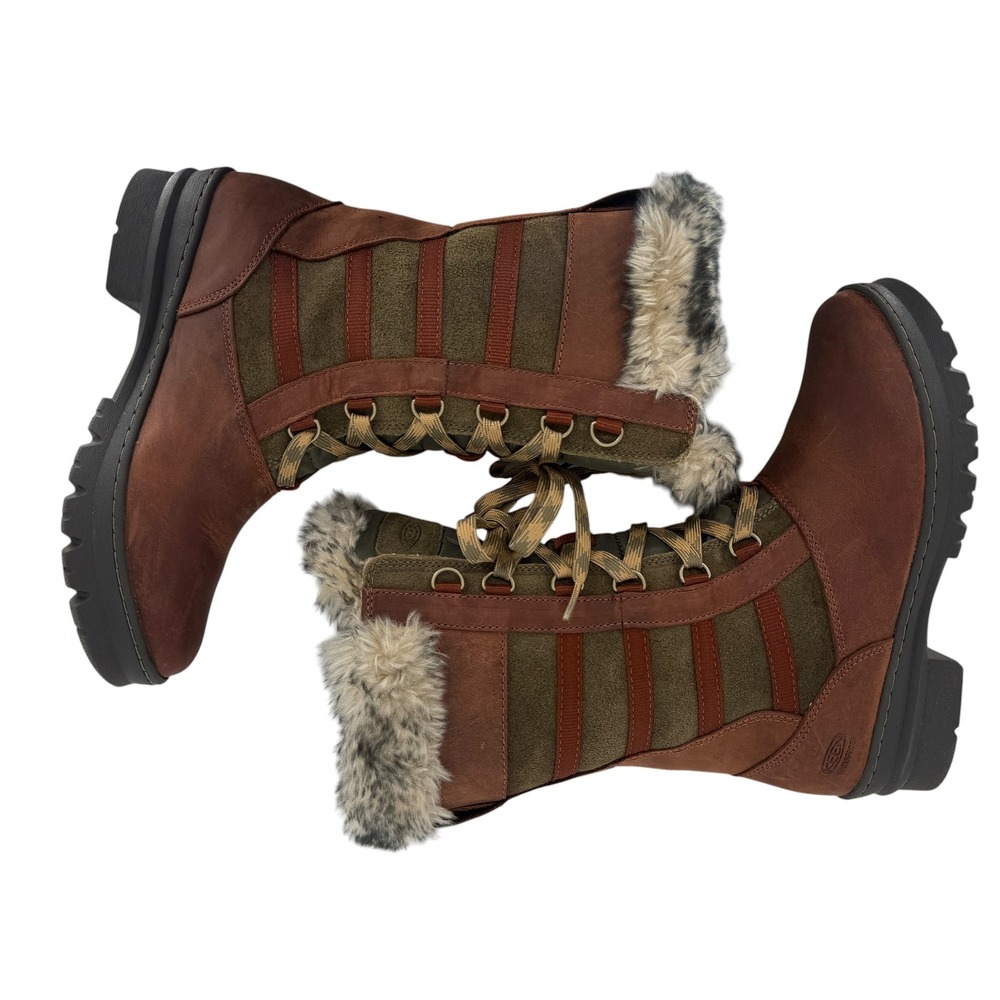 KEEN Wapato Tall Winter Snow Boots Women 8 Waterproof Leather Faux Fur Insulated - Picture 8 of 12